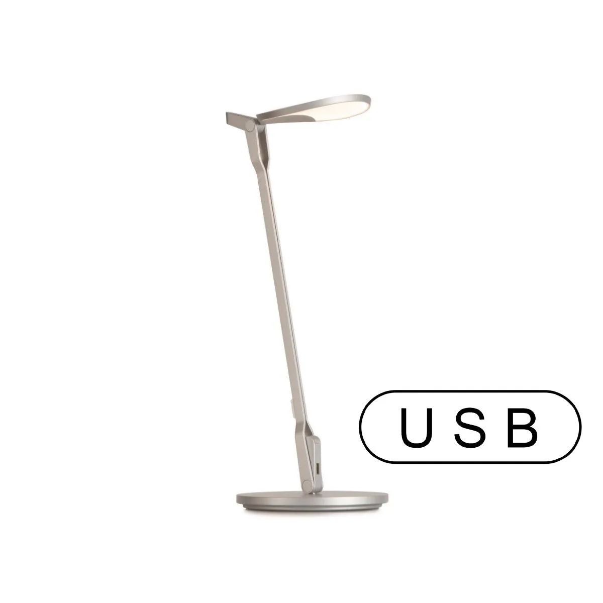 Splitty Silver Contemporary LED Desk Lamp with Table Base and USB Port