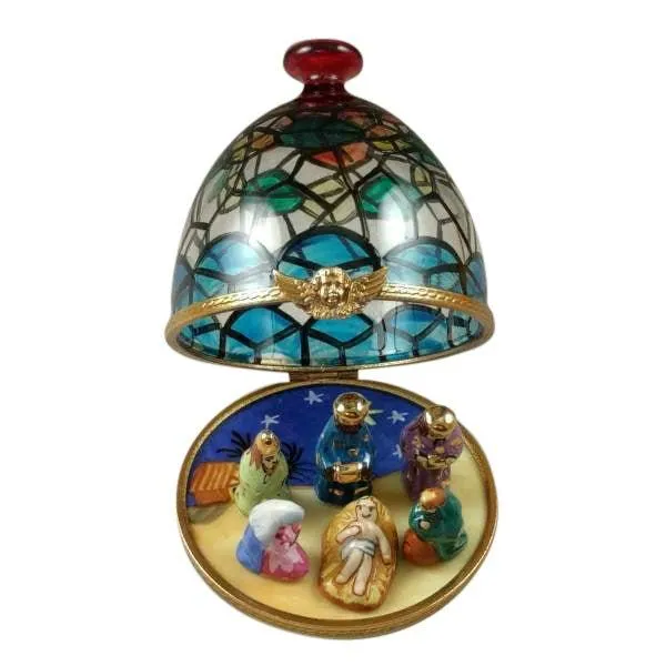 Stained Glass Dome with Nativity Inside