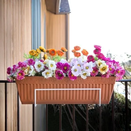 Sun Joe FPH1801-W Deco Joe Flower Box Holder | 18" - 36" in Length (White)