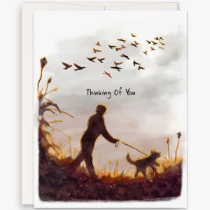 Sunset Dog Walker Pet Sympathy Card