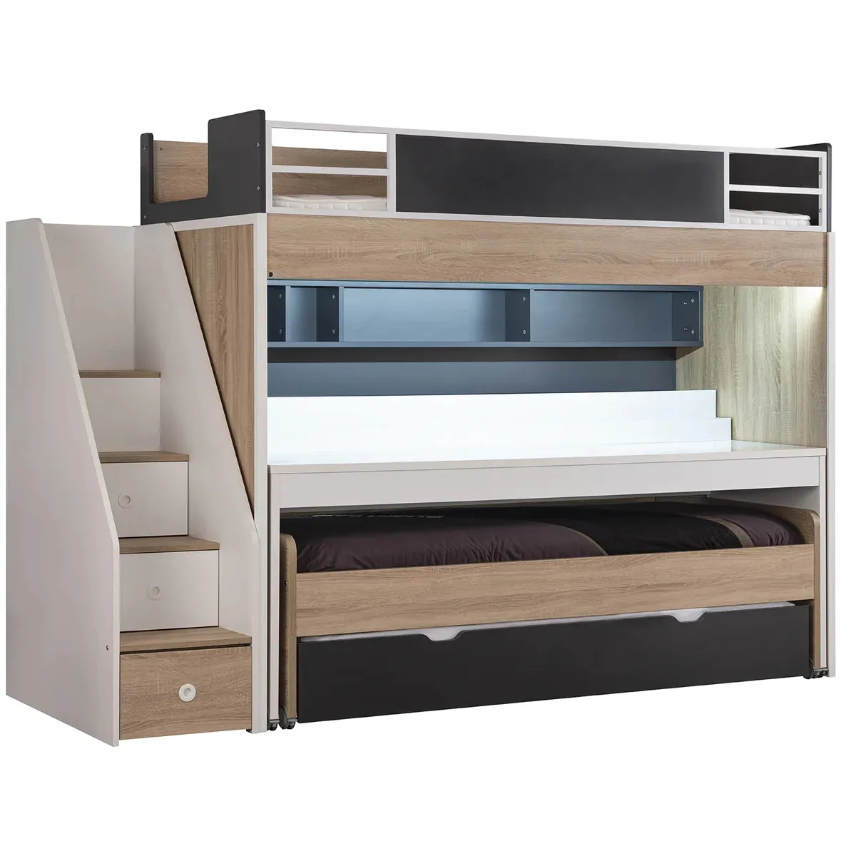 Super Cool New City Loft Bed With Desk - Grey | LED Lights