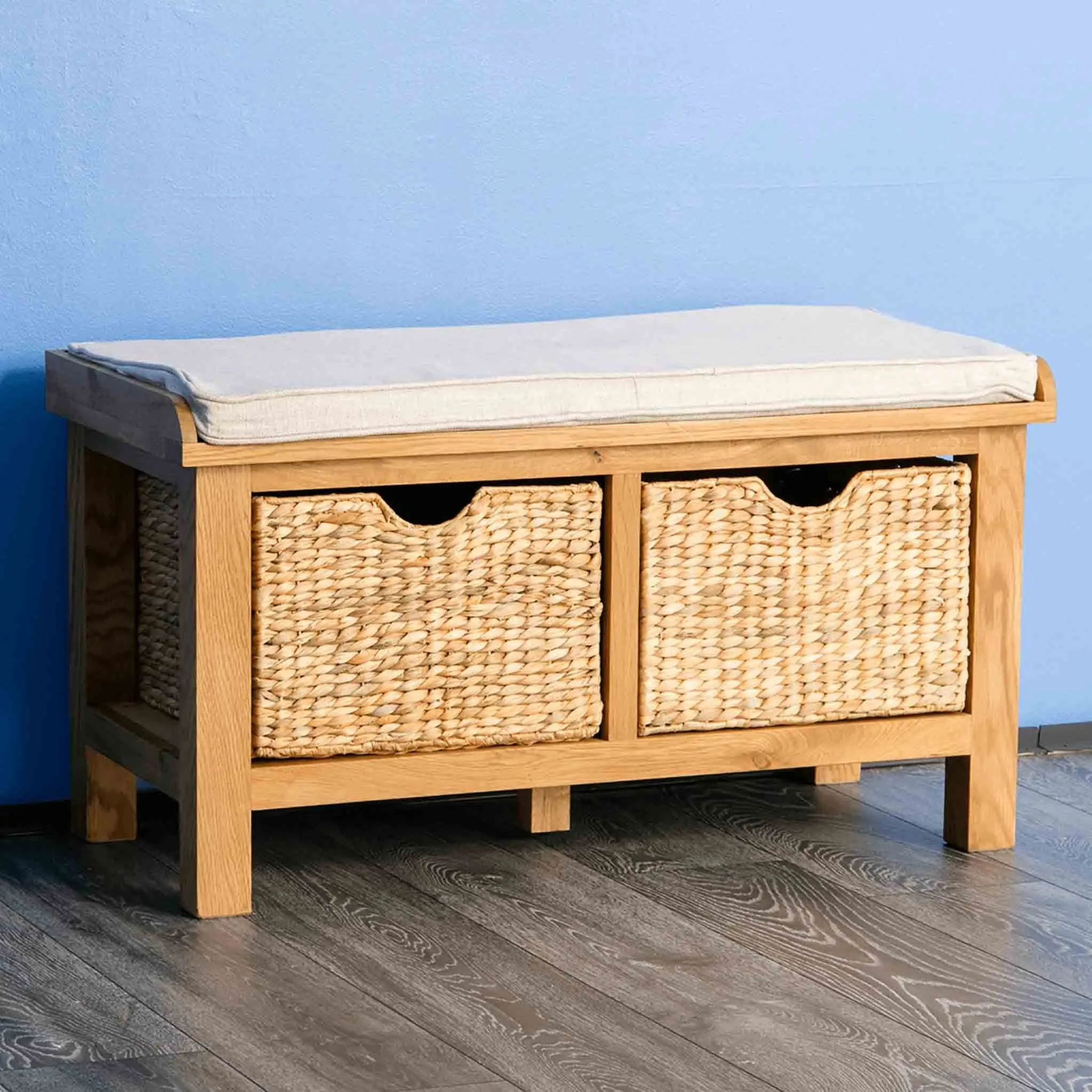 Surrey Oak Hall Bench with Baskets