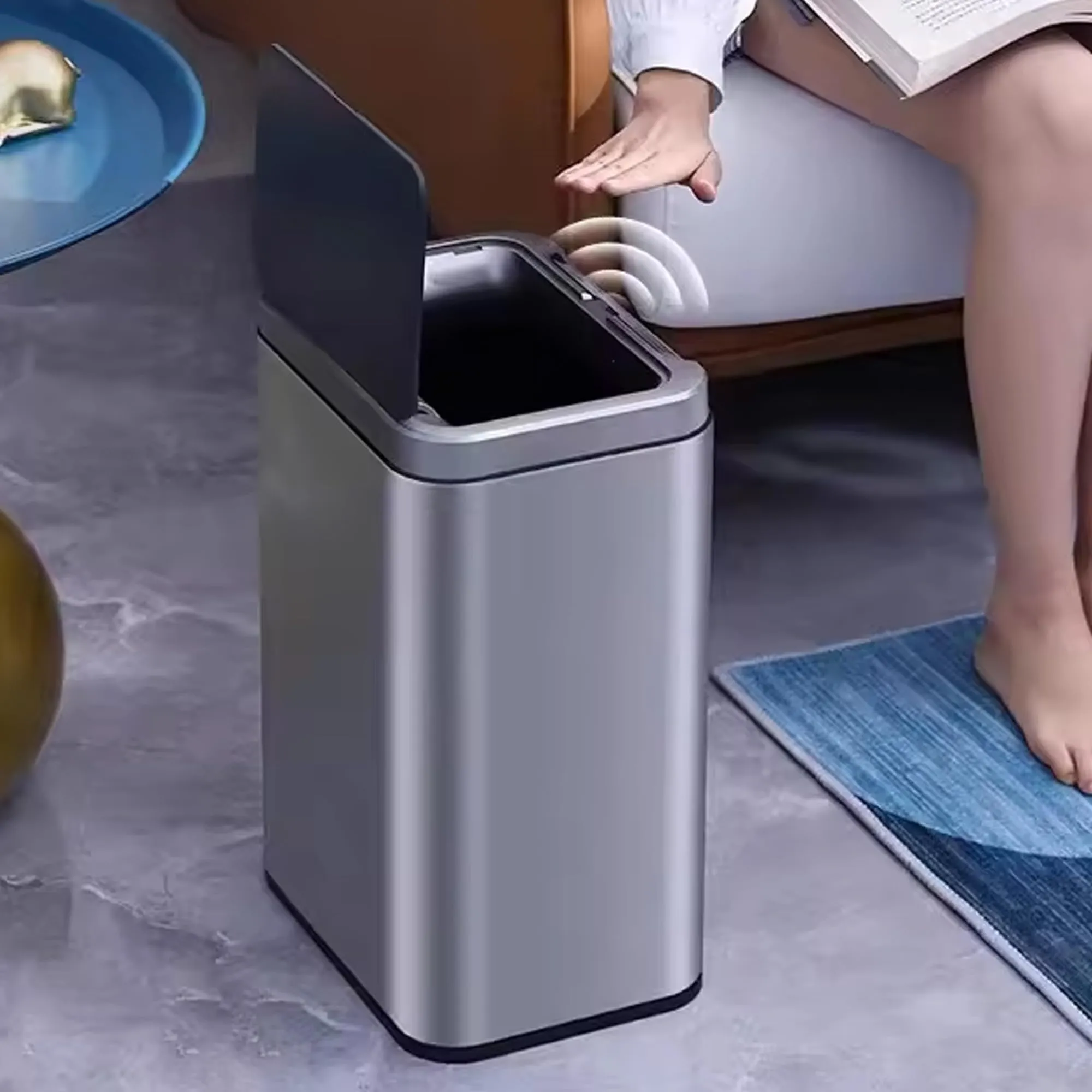 The Better Home 13L Stainless Steel Dustbin With Lid | Automatic Smart Sensor Dustbin For Kitchen | Dustbin For Bathroom | Dustbin With Digital Screen | Silver