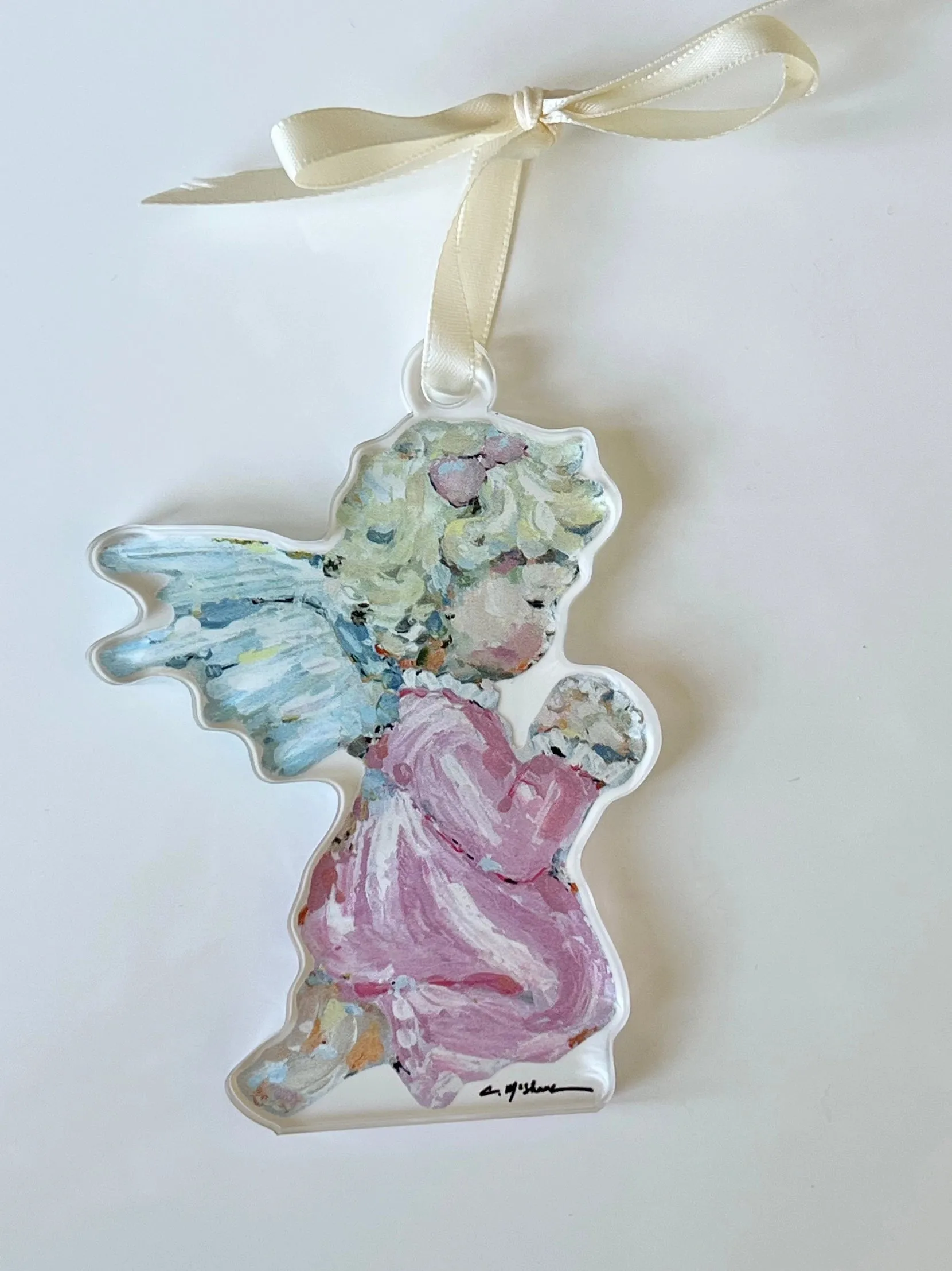 Tiny Wings Blonde Girl Acrylic Ornament