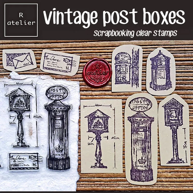 Vintage Mail Post Boxes Scrapbooking Clear Stamps