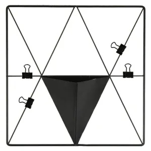 WallPops Triangle Metal Grid Wall Organizer w/ Planter - Black