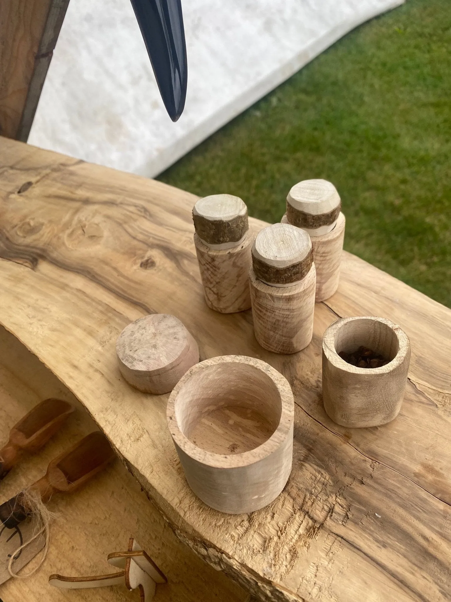 Wooden Storage Pots, Seed, Herb or Medicines