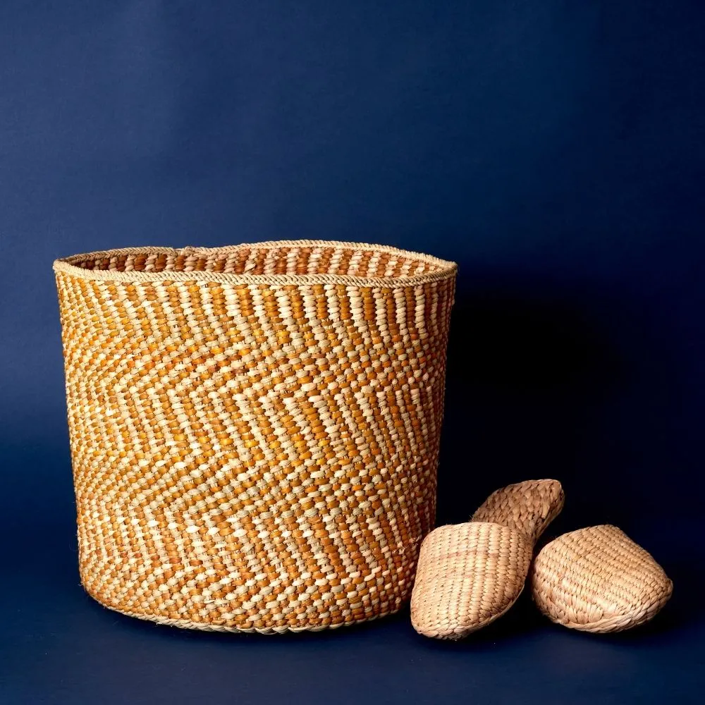 Yellow Iringa Indoor Planter Toy Storage Woven Basket Set